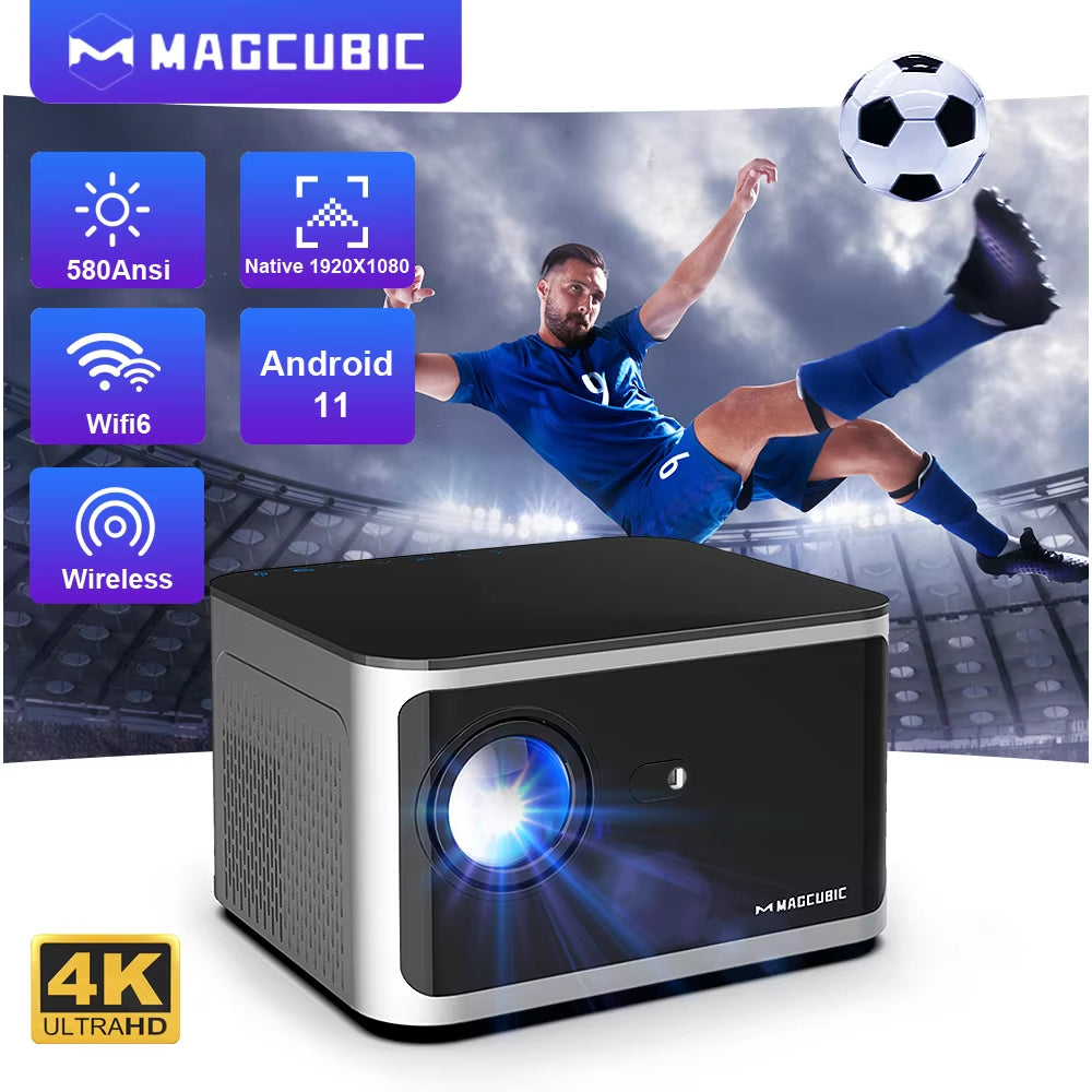 Revolutionize Your Home Theater with the Android 11 4K Smart Projector - Stunning 580 ANSI Lumens & Voice Control for an Immersive Experience