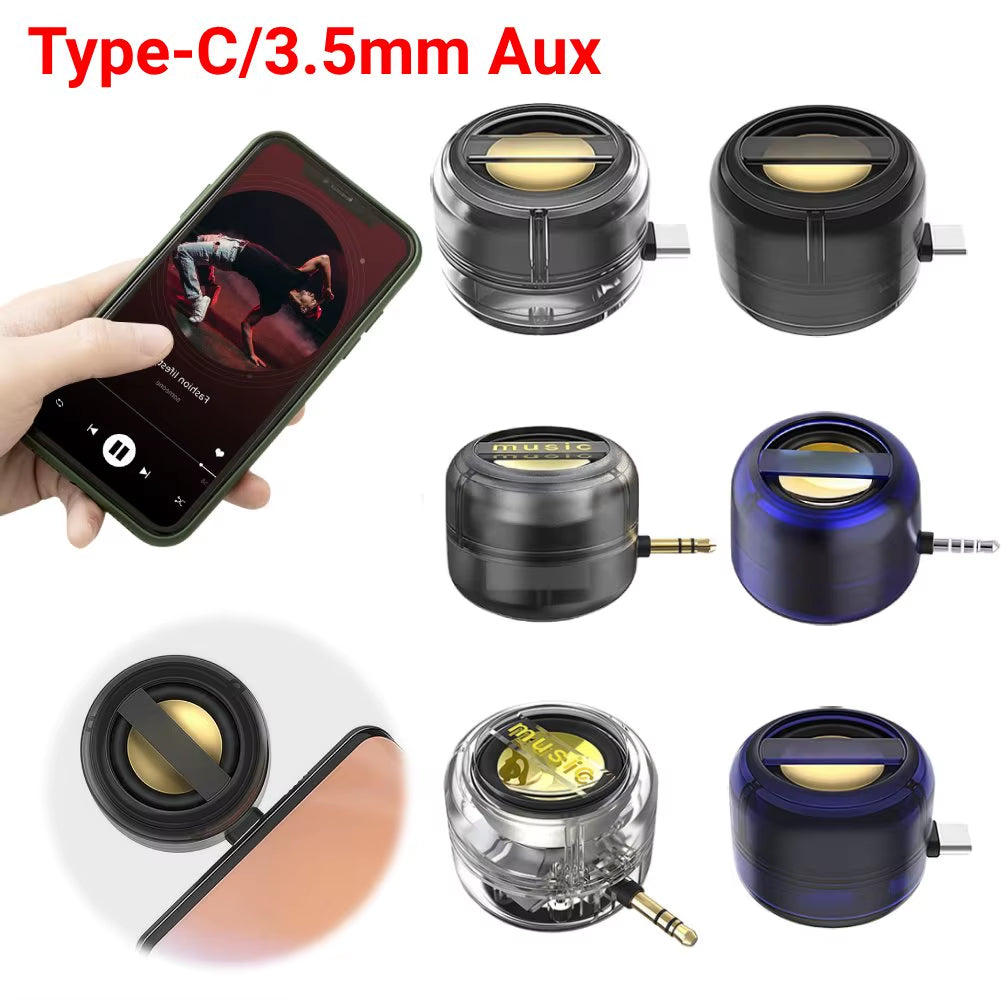 Portable Mini Speaker with Universal Type-C and 3.5mm Jack - Mobile Phone Amplifier and External Sound Box