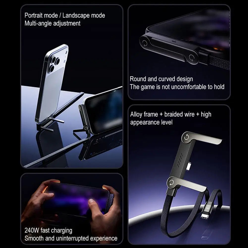 2-in-1 Charging Cable with Integrated Phone Stand and Foldable Design