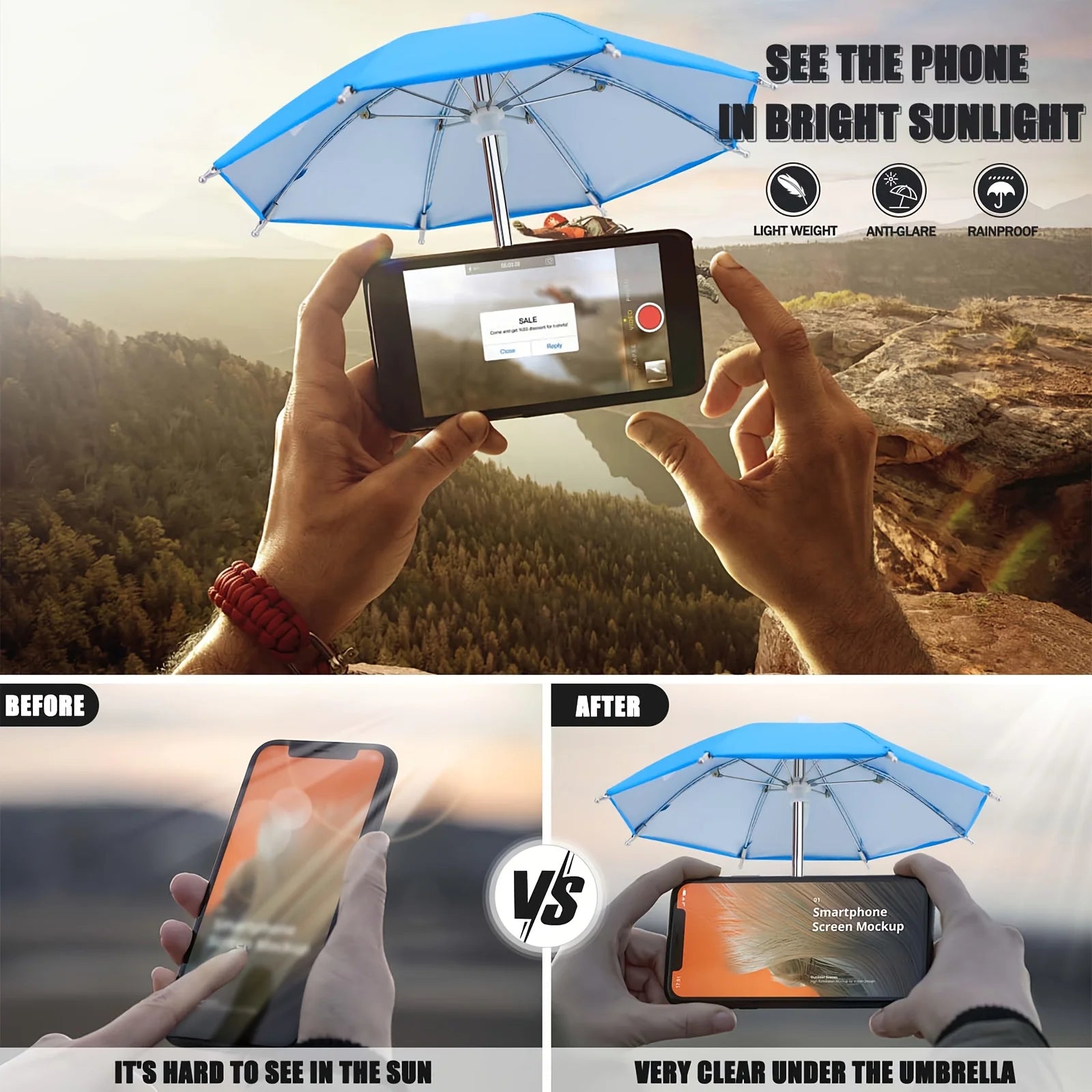 Versatile Mini Umbrella Phone Stand - The Ideal Waterproof Smartphone Holder for Outdoor Activities