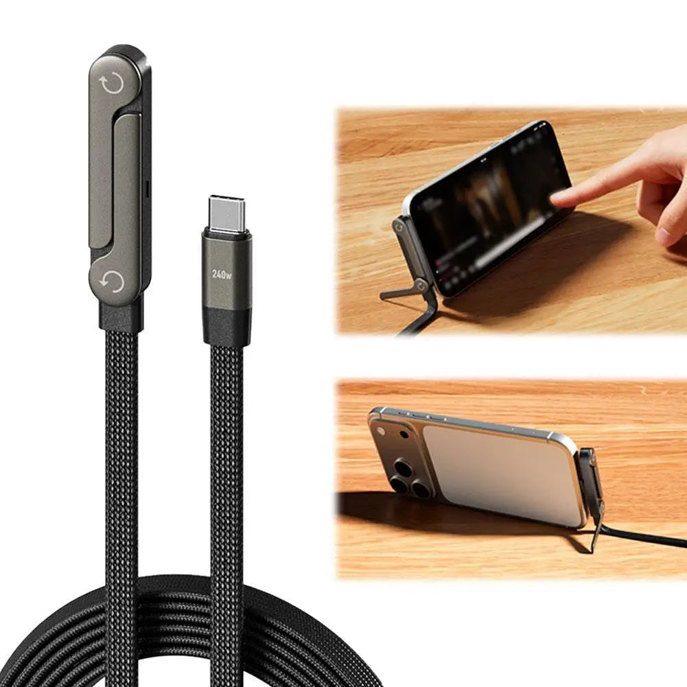 2-in-1 Charging Cable with Integrated Phone Stand and Foldable Design