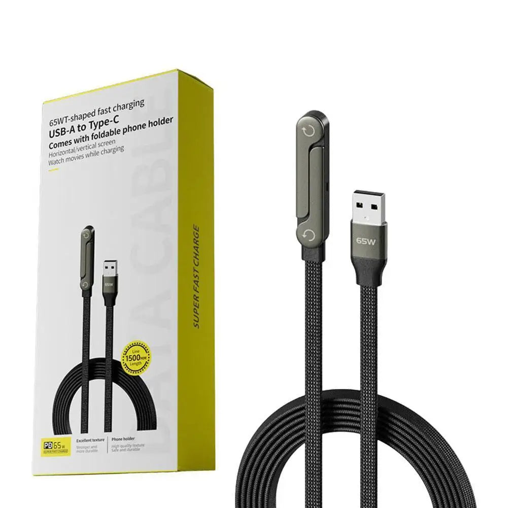 2-in-1 Charging Cable with Integrated Phone Stand and Foldable Design