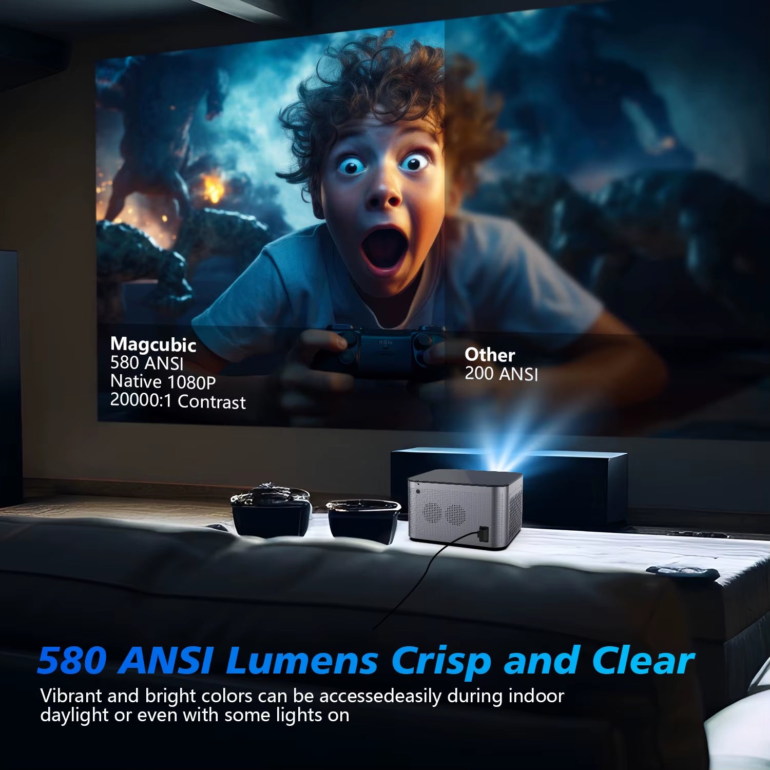 Revolutionize Your Home Theater with the Android 11 4K Smart Projector - Stunning 580 ANSI Lumens & Voice Control for an Immersive Experience